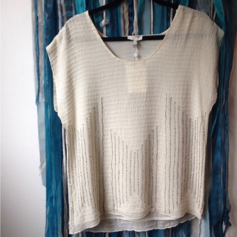 JOIE Hand Beaded Silk Tunic Top